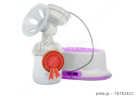 Electrical breast pump with best choice badge, 3D rendering Electrical breast pump with best choice badge, 3D rendering 78782822