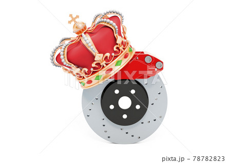 Car disc brake with golden crown, 3D rendering Car disc brake with golden crown, 3D rendering 78782823