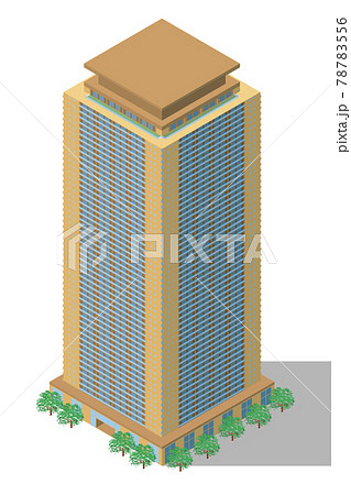 アイソメトリックスのタワーマンションのイラスト3d立体イラスト 高層ビル高層建築 不動産投資イメージのイラスト素材