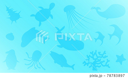 海 海中 水中 魚影 背景 イラスト素材のイラスト素材 7877