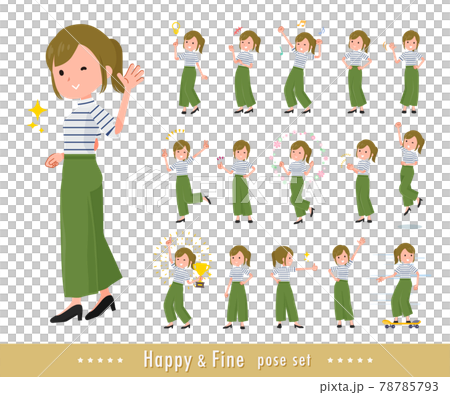 A set of casual fashion women in energetic poses 78785793