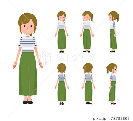 立っているカジュアルファッション女性のセット 立っているカジュアルファッション女性のセット 78785802