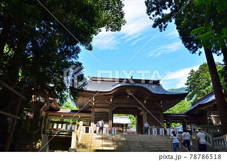 新潟 青空の弥彦神社随神門 新潟 青空の弥彦神社随神門 78786518