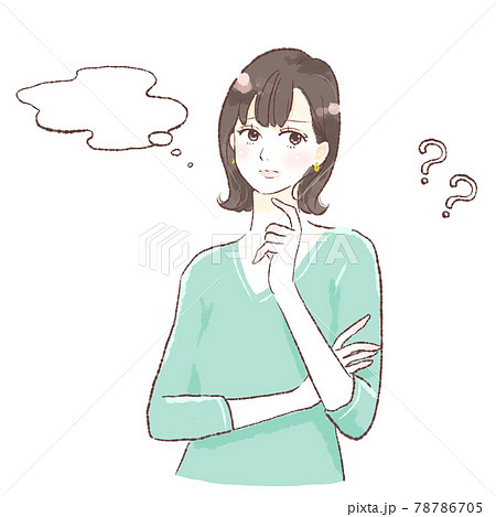 疑問を抱く女性のイラスト素材 疑問を抱く女性のイラスト素材
