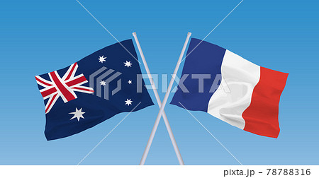 フランスとオーストラリアの旗のイラスト素材
