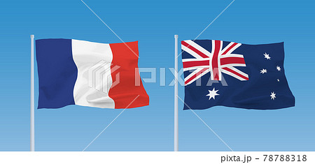 フランスとオーストラリアの旗のイラスト素材