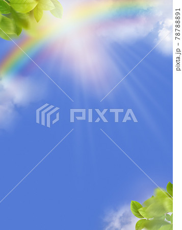 青空と虹の背景素材のイラスト素材 7871
