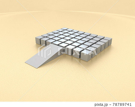 メタリックのブロックで構成された展示台。3Dレンダリングイラスト。 78789741