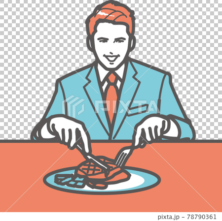 Men eating steak ③ Men eating steak ③ 78790361