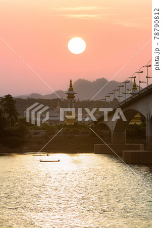 Third Thai Lao friendship bridge at sunrise time, Nakhon Phanom 78790812