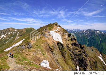 初夏の谷川岳頂上と稜線を歩く登山者 初夏の谷川岳頂上と稜線を歩く登山者 78792530