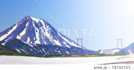 high-voltage transmission lines along the Vilyuchinsky pass, Kamchatka Peninsula 78792555