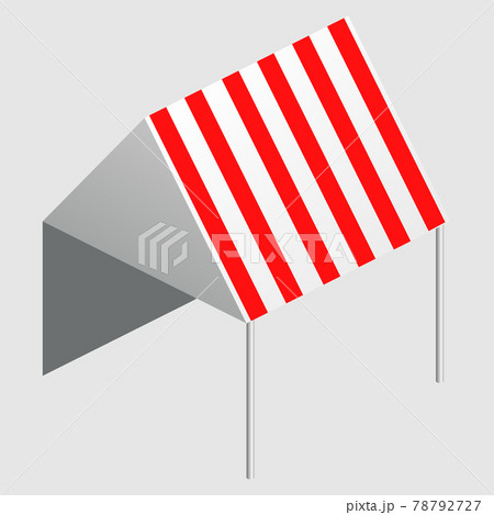 Isometric market stall, tent. Street awning canopy kiosk, counter, white red strings for fair, street food, market, grocery goods. Vector isolated Isometric market stall, tent. Street awning canopy kiosk, counter, white red strings for fair, street food, market, grocery goods. Vector isolated 78792727