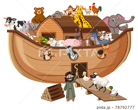 Animals on Noah's ark isolated on white background - Stock Illustration  [78792777] - PIXTA