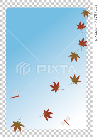 トンボと落ち葉が舞う風景イラスト 78797115