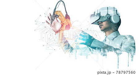 Future VR technology for mechanized industry robot arm control 78797560