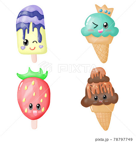 Watercolor Ice cream Clip Art, Art Graphic Watercolor Ice cream Clip Art, Art Graphic 78797749