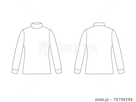 レディース モックネック長袖 テンプレート 表裏　白 78798598