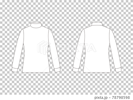 レディース モックネック長袖 テンプレート 表裏　白 78798598
