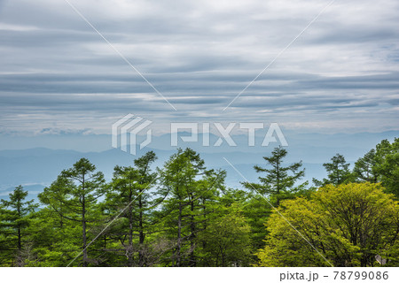《長野県》茅野市風景　メルヘン街道　日向木場展望台からの山並み 78799086