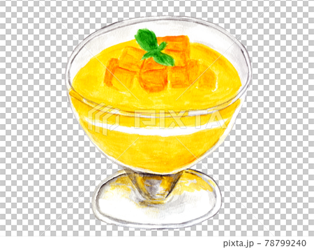 Mango pudding watercolor illustration 78799240