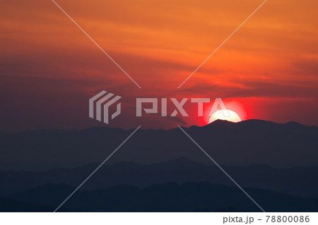 《岡山県》御嶽山から眺める夕景【6月】 78800086