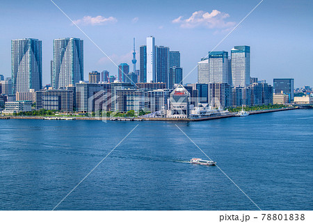 日本の東京都市景観　晴海フラッグや水上バス、PM51「かとり」（画面右）など＝2021年6月18日 78801838