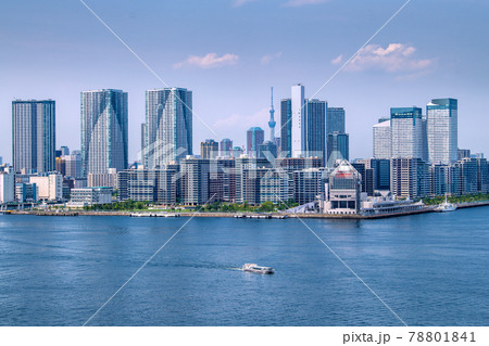 日本の東京都市景観　晴海フラッグや水上バス、PM51「かとり」（画面右）など＝2021年6月18日 78801841
