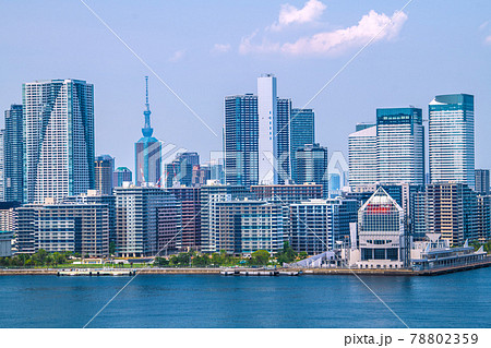 日本の東京都市景観 晴海フラッグなどを望む=2021年6月18日 日本の東京都市景観 晴海フラッグなどを望む=2021年6月18日 78802359