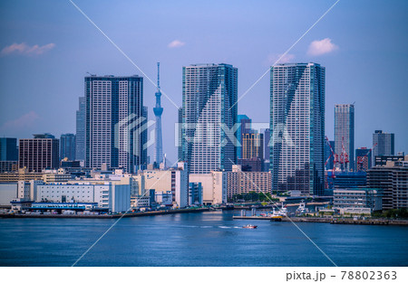 日本の東京都市景観 晴海フラッグなどを望む=2021年6月18日 日本の東京都市景観 晴海フラッグなどを望む=2021年6月18日 78802363