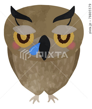 寝ているフクロウイラストのイラスト素材