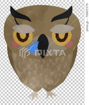 寝ているフクロウイラストのイラスト素材 寝ているフクロウイラストのイラスト素材