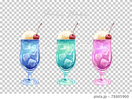 クリームソーダ　フロート　手描き 78805900