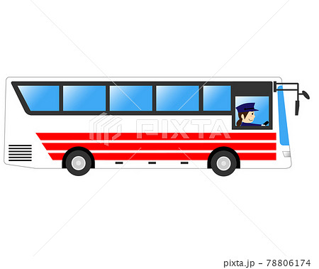 観光バスを運転する女性運転手のイラスト素材