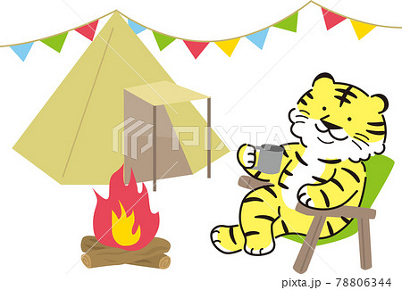 ソロキャンプをする虎 22 寅 のイラスト素材