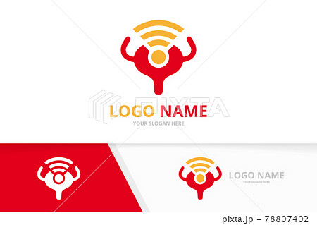 Vector bladder and wifi logo combination. Urinary tract logotype design template. 78807402