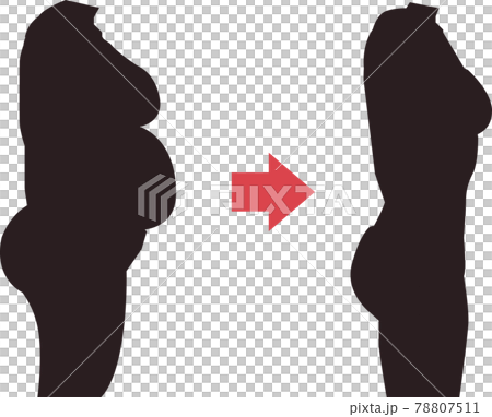 Sideways diet before and after silhouette vector illustration Sideways diet before and after silhouette vector illustration 78807511