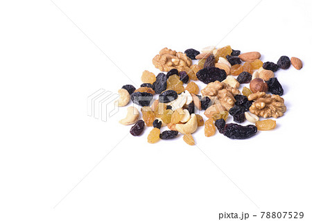 healthy food. nut mix isolated on white background. comey space healthy food. nut mix isolated on white background. comey space 78807529