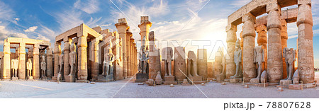Ancient Luxor Temple view, sunset panorama, Egypt 78807628