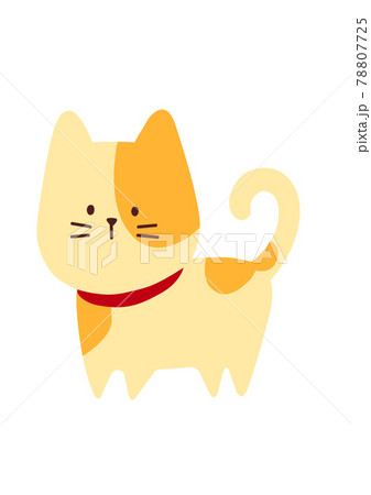 シンプルなぶち猫のデフォルメイラストのイラスト素材