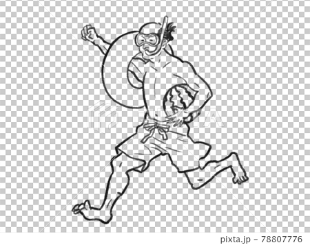 日本画タッチの海水浴に行く人物イラスト 78807776