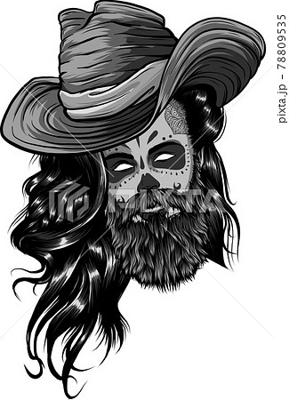 Bearded Cowboy In A Hat Cool American Manのイラスト素材
