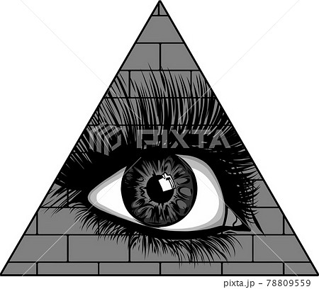 Eye of providence. All seeing eye in the triangle on top of the pyramid masonic symbol. 78809559