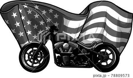 chopper motorcycle with american flag vector illustration 78809573