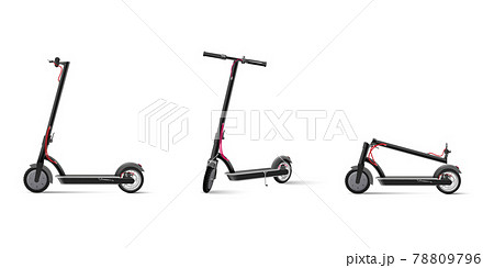 Black electric kick scooter on white background realistic vector illustration. 78809796