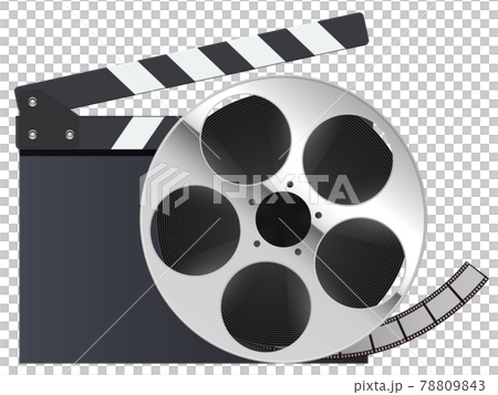 Clapperboard and film roll 78809843