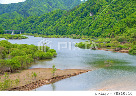 大塩沢橋からの風景　五十里湖周辺の景色　日光市　　　　　 78810516