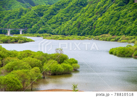 大塩沢橋からの風景　五十里湖周辺の景色　日光市　　　　　 78810518