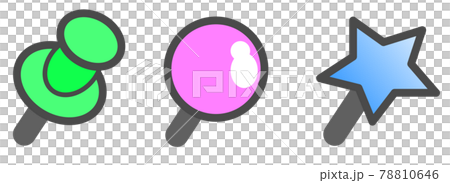 文具用品の押しピンの種類別イラスト 78810646