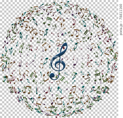 Musical note earth treble clef colorful fine CG illustration cutout 78811160